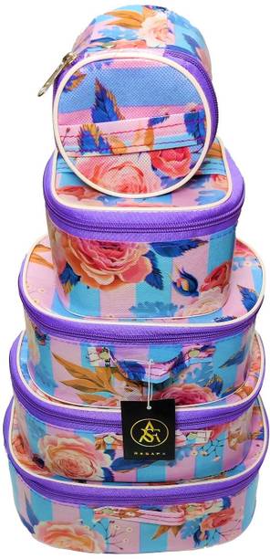 Rasafa Pack of 5 Fashionable Supreme quality Cosmetic Box, Makeup Kit, Makeup Organizer, Bridal Organizer, Storage Case Vanity Box