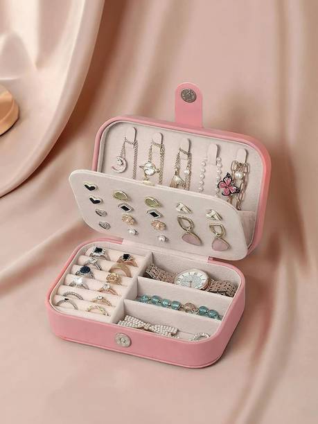 Aibzi Jewellery Case, Earring Organizer Box, Mini Jewellery Box,Portable Jewelry Box Storage For multicolor Jewellary Vanity Box