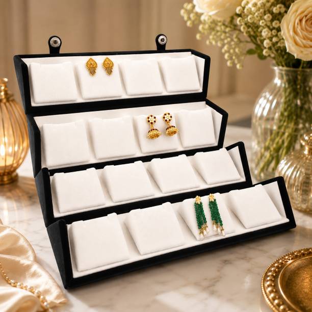 उरबंकिवी 16 pair Velvet Jewelry Organizer ईयररिंग्स होल्डर बॉक्स, झुमका होल्डर बॉक्स वैनिटी बॉक्स