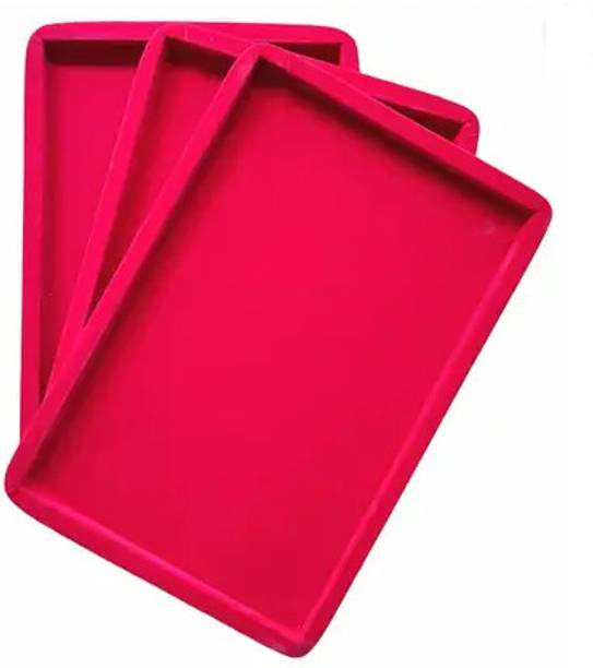 Ruby 3 Pcs 12X8" Inch Combo Pack Pink Velvet Tray Jewellery Vanity Box