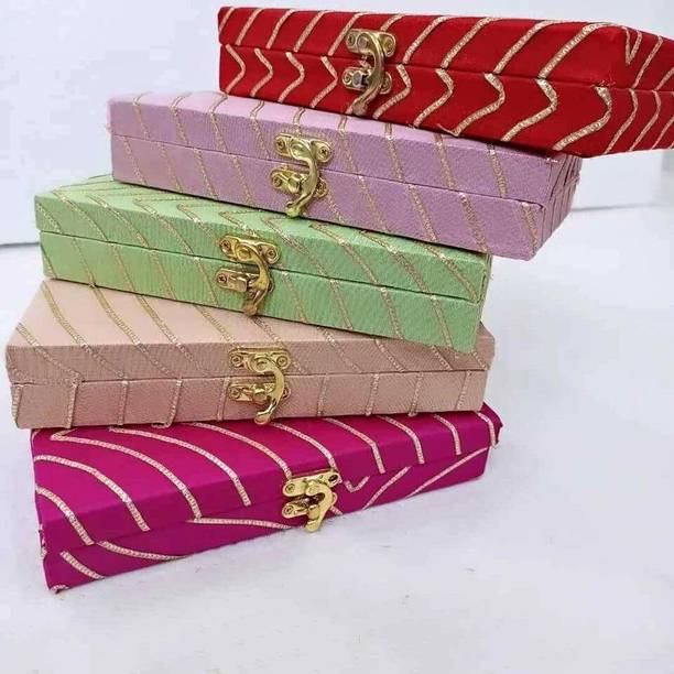Brown Leaf Pack of 6 Premium Wooden Wedding Bridal Gift Jewelry Box Weddings,Parties,Birthdays Or For Any Pooja Or Mehndi Favors Vanity Box