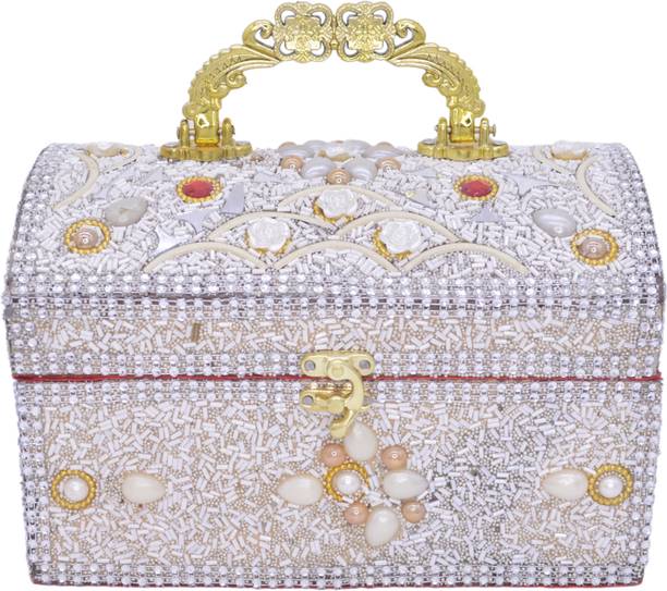 Santarms Wooden storage Box and Vanity box | makeup box vanity| singardani box (white) Vanity box Vanity Box