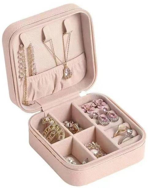 फ्लिप्क्सेन Mini Jewelry Organizer Box for Women Travel स्टोरेज केस PU लेदर ज्वेलरी ऑर्गेनाइज़र्स वैनिटी बॉक्स