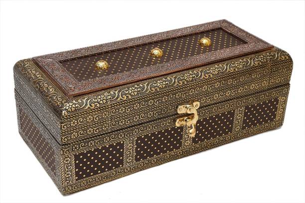 MAWEDI Oxidized Wooden Bangle Box, Wedding Gift Box, Jewellery Box,, mirror Vanity Box