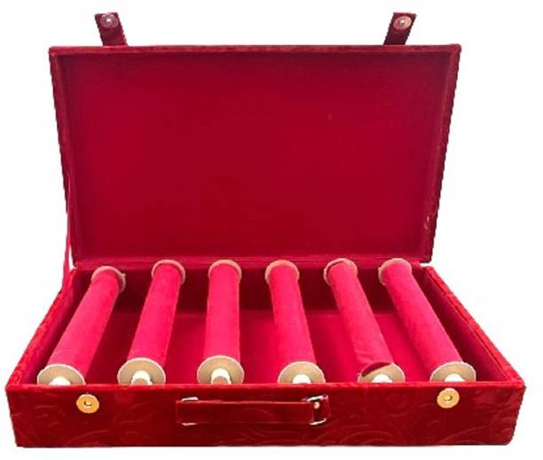 अल्टीमेटेफेशनिस्टा 6 Rods Bangle Box Velvet Coated Case Organizer Vanity Box Jewellery Vanity Box (Red) ज्वेलरी वैनिटी बॉक्स
