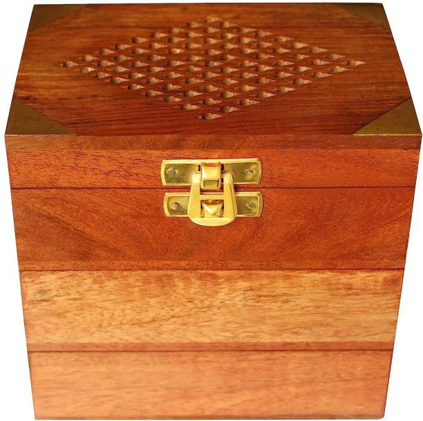 ITOS365 HandmadeWooden JewelleryBox for Women Jewel Organizer Hand Carved Jali Carvings Vanity Box, Jewellery Box Vanity Box