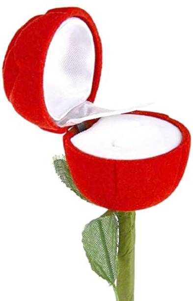 giftsrus Red Rose Ring Box for Engagement-Velvet Gift Box for Wedding Red Rose Ring Box for Engagement-Velvet Gift Box for Wedding Vanity Box