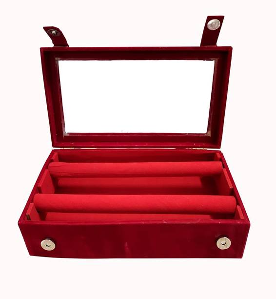 HOMESTIC Wooden 2 Rod Bangle Box KI0010003, (Maroon) Bangle Box Vanity Box