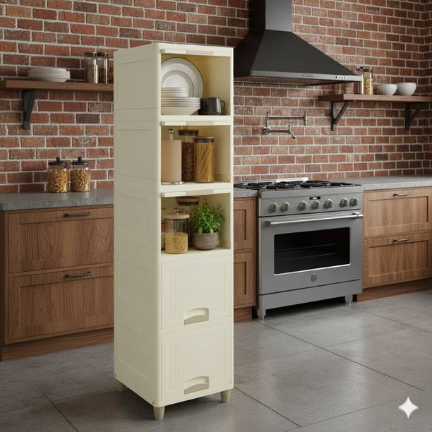 MAXTID Containers Kitchen Rack Plastic 5 Layer White Makeup Storage Cabinet with Drawers for Jewelry & Accessories