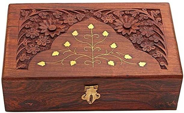ALBABA Wooden Jewellrey Box , Storage Box , Vanity Box ( Brown ) Gold Jewellery Vanity Box