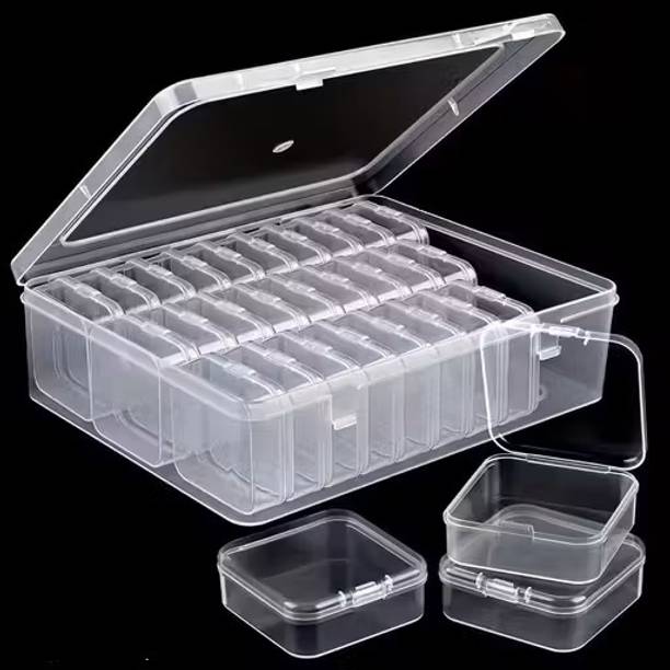 जेन जी Transparent Plastic Storage Organizer Box with for Beads & Small Accessories पैक ऑफ 30 ट्रांसपेरेंट प्लास्टिक बॉक्स वैनिटी बॉक्स