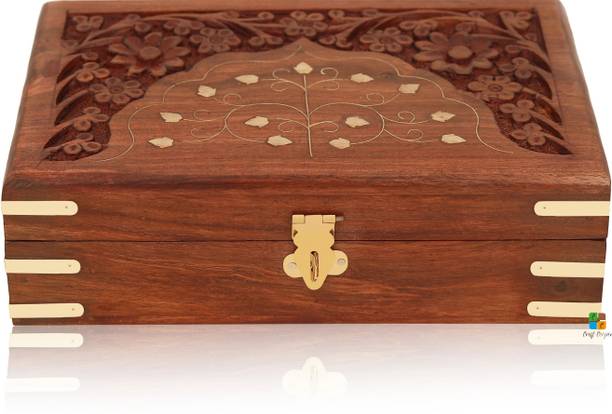 Craft Cooper Wooden Decorative Box Storage Organizer ||(12.5cm×20cm)W×L|| jewellery, makeup, Multi purpose Vanity Box