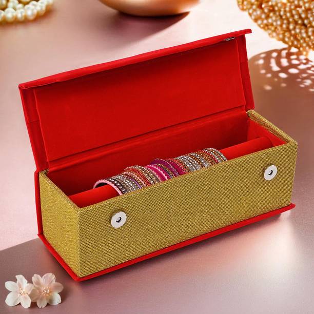 KUBER INDUSTRIES (1 Rod) Velvet Jewelry Bangle Box for Women With Magnetic Buckles | Red Bangle Box Vanity Box