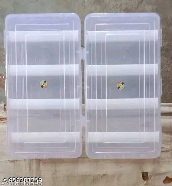 अमांडको Multipurpose Plastic 2 Boxes Each Box with 4 Rod Stick for Women and Girls (2 का पैक), ज्वेलरी, बैंगल बॉक्स के लिए ऑर्गेनाइज़र केस, लॉकेबल वैनिटी बॉक्स वैनिटी बॉक्स