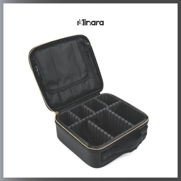 MINARA Makeup Organiser Bag for Wom with Adjustable Compartment(BLACK) Organiser, Travel Friendly, Cosmetic Box Vanity Box