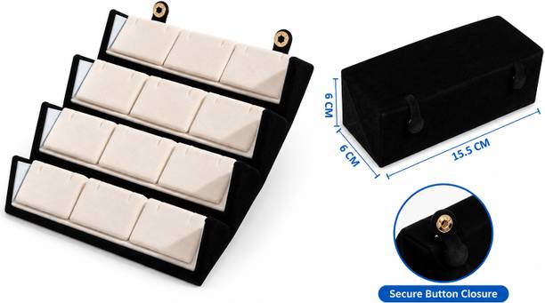 Vaani Collection Foldable Velvet Jewellery Organizer Box for 12 Pairs Earrings Diwali, Wedding, Engagment, New Year, Travel Storage, Jewellery Display, Gifting Vanity Box