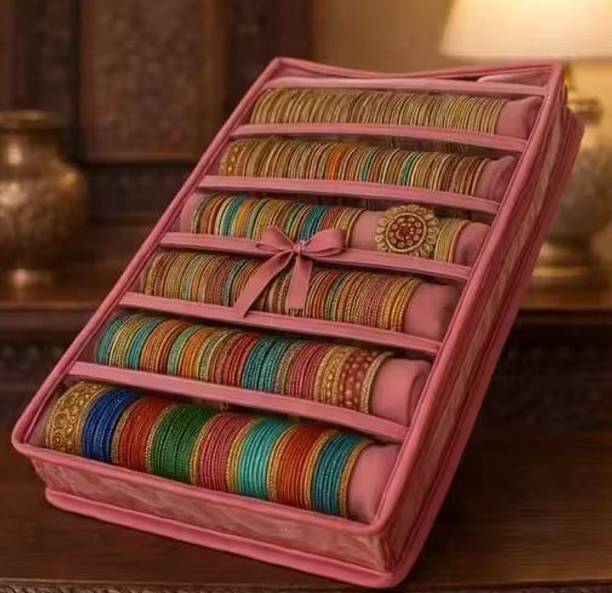 sna 6 ROLL Bangle container pouch pink Transarent bangle box for bridal MULTIPURPUS Vanity Box