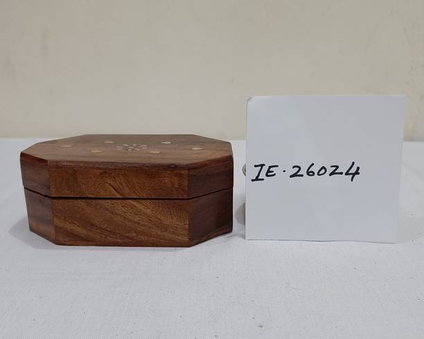 Imperio Wooden Jewellery Inlay Box Brass Antique Octagonal Design Jewellery Box, Meakup Box, Storage Box Vanity Box