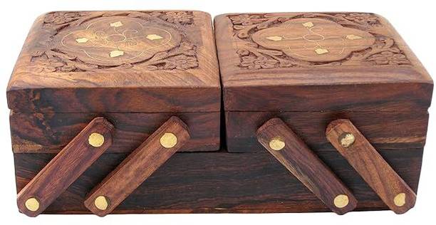 Thefabhome Wooden Jewellery Box for Women With Flip Flap Closure All Vanity Box