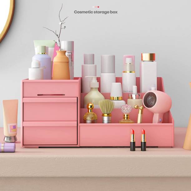 Angelware Desktop Cosmetic Box, Jewelry Holder for Bathroom Vanity and Dressing Room Lipstic, Brushes, Nail Polish, Jewelry, Makeup, Dressing table Vanity Box