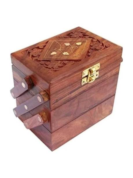 RK Handicraft Wooden Jewellery Keepsake Celtic Box with 3 Expendable for Women jewellery Vanity Box