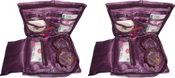 ultimatefashionista Pack of 2 Satin Bangle Jewellery Makeup Beauty Kit Storage jewellery churi box Vanity Box