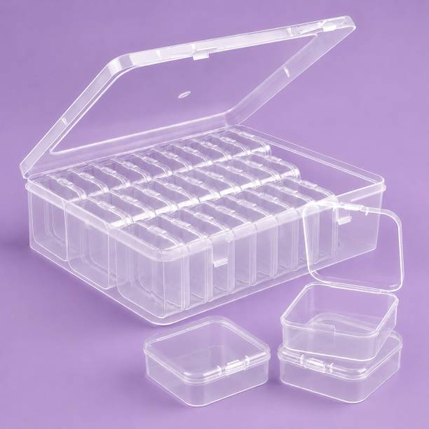 ZEN G Transparent Storage Box with Mini Containers for Craft, Jewelry & Accessories pack of 30 Transparent Plastic box Vanity Box