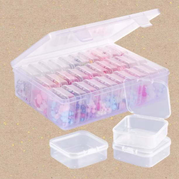 Swadhin Small Clear Storage Organizer for Beads Jewelry Screws Seeds and Parts 30 Vanity Box