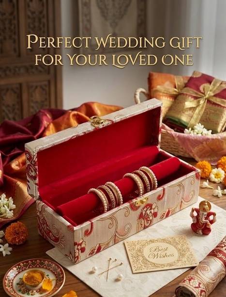 Shubham Technoplast Bangle Box with Red velvet interior | Secure Lock |Perfect for Wedding gift | provides a gentle cushion for delicate jewelry, prevents scratches Vanity Box
