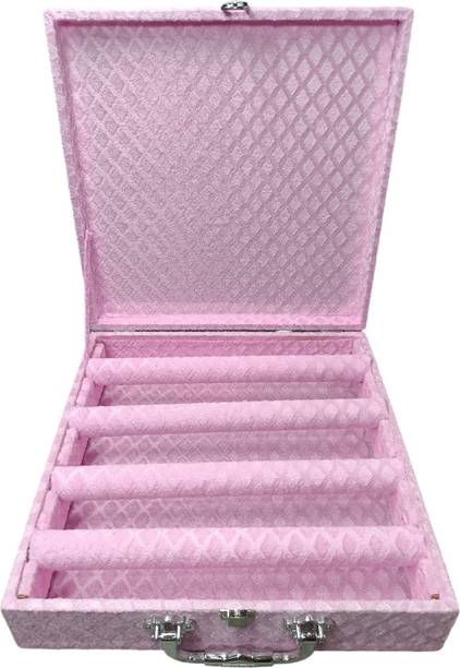 Packpro Solutions Bangle Box 4 Rod Soft Velvet Pink with D-Lock Vanity Cases Bangle Storage D Lock Vanity Box Vanity Box