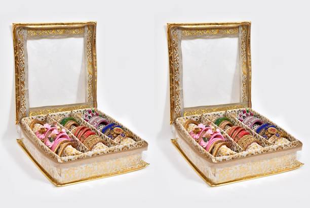 Home Fresh Vanity Box with Transparent Window & Zip Bangle Box 3 Rods Pack of 2 Vanity Box