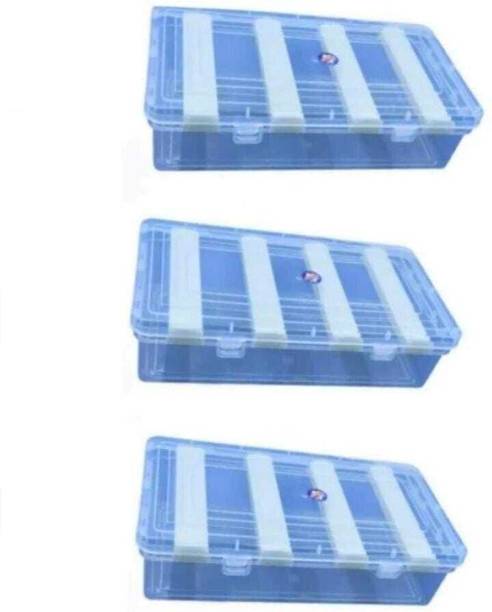 INAB Clear Plastic Bangle Box, 4 Compartments PACK OF 3 Jewellery, Bangles, Wrist Watch, Hair Bands Scrunchies Accessories Vanity Box