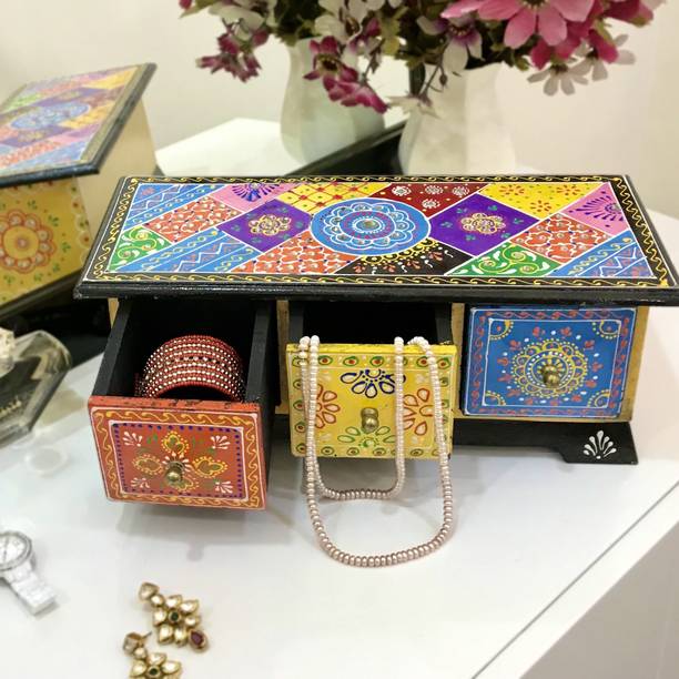 Casa Kriti 3 Drawer Traditional Jewellery Box Vanity Box