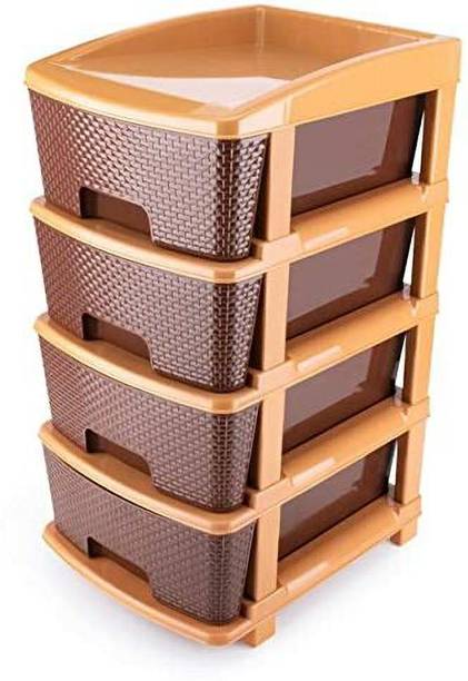 kridha Brown Color 4 Layer Storage Drawer Organizer Plastic Free Standing Chest of Drawers