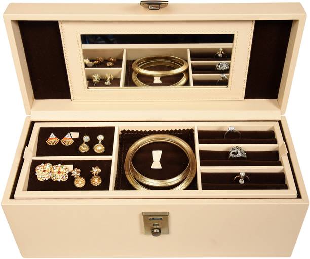 Stones Bridge PU Leather Jewelry Box With lock Lock Vanity Box