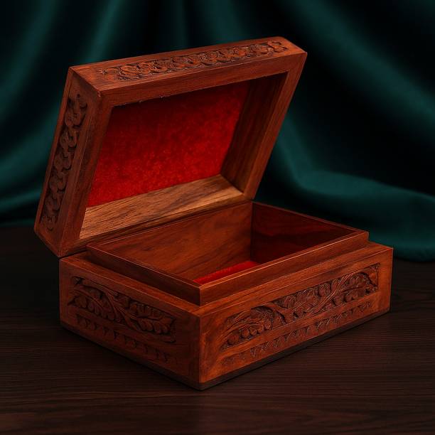 Zyvontra Handmade Wooden Jewellery Box with Carvings – Elegant Organizer for Women tradishnal Vanity Box