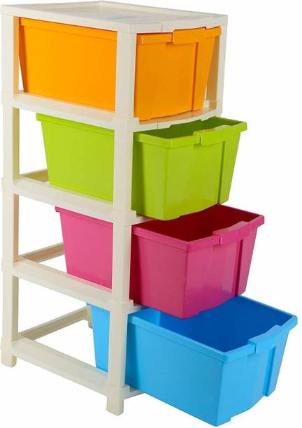 SAMTA ENTERPRISE Multipurpose 3 Drawer Plastic Modular Chest Storage Organizer, multicolour, Standard (Everest3) Plastic Free Standing Chest of Drawers
