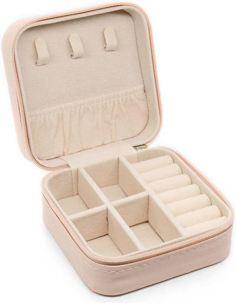 KriShyam ®Portable Travel Mini Jewelry Box Leather Jewellery Ring Organizer Small Travel Jewelry Organizer For Rings Earrings Necklaces Pendant Vanity Box
