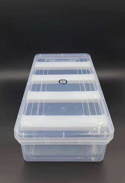 UFEnterprises Multipurpose transparent plastic storage box with 4 rods for women and girls Organizer case for jewellery, bangle box, lockable Vanity Box