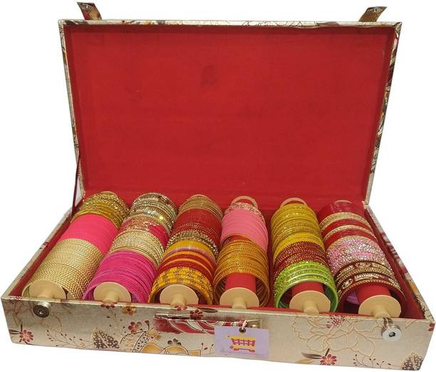 ultimatefashionista Bangle Box Plain 6 Rods Makeup ,churi ,(silver rose) Jewellery Vanity Box