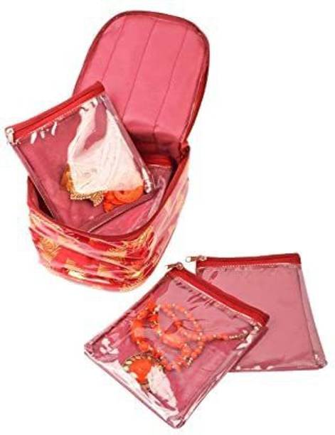 Organo Craft Jewellery Box with 10 Pouch, (Red) Jewellery Box Vanity Box