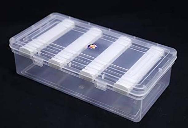 KAPDOLIYAS Multipurpose Transparent Plastic Storage Box With 4 Rods for Women and Girls ,Organizer Case For Jewellery, Bangles Box, Lockable Vanity Box
