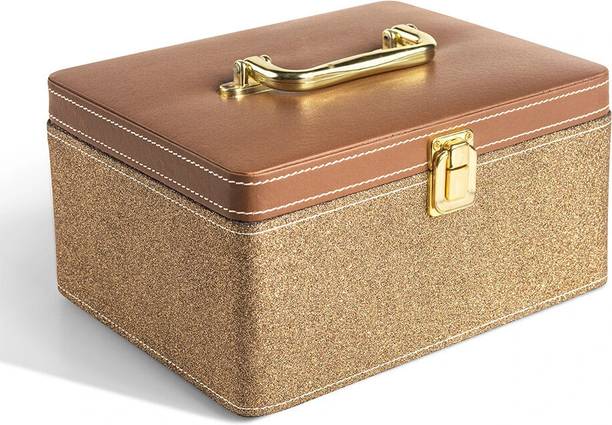 Birch & Co. Wooden Makeup Box | Vanity Box for Bridal | Cosmetic Organizer for Home & Travel Vanity Box For Makeup, Jewelry, Cosmetics, And Accessories Vanity Box