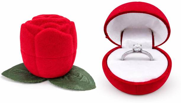 S Mark Ring box/Rose shape Ring Box For Girls and Women Random color (PACK OF 2) jewellery box Vanity Box