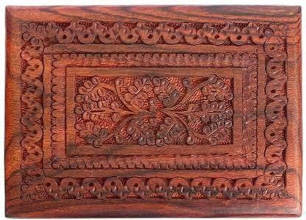 SAMADMALIK Wooden Carved Jewellery Box 6x4 inches Storage Box with Lock, Storage for Small Jewellery Items, Used for Decoration Vanity Box