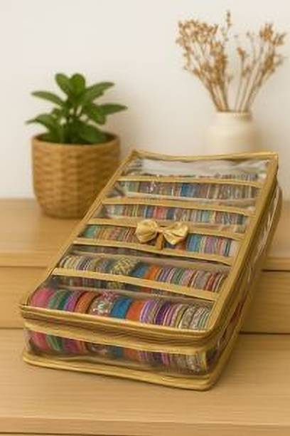 Aadhya 5 Rods Bangle box Jewellery Organiser Pouches Storage Case (Beige) Vanity Box