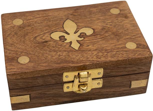 LIFAFEWALA Wooden Design Gold, Silver, Coin, Ginni Box Handcrafted for Weddings Gifting, Shagun, Return Gifts,Storage Box Vanity Box