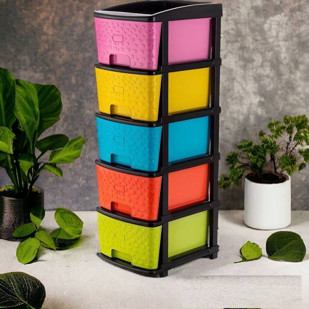RISEM INTERNATIONAL Multipurpose Drawer Plastic Modular Chest Storage Organizer All Purpose 5XL Plastic Free Standing Chest of Drawers