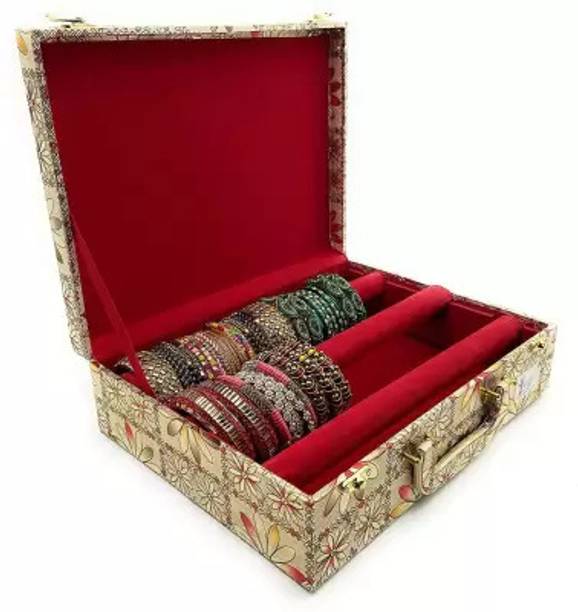 tosim unique wooden Bangle Box With 3 Rod And Number Lock system To Carry Bangles Lockable Vanity Box