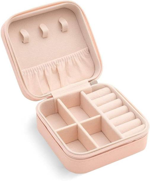 एंड्रो सेल्स Waterproof Woman Travelling Small PU Leather Jewelry Storage ईयरिंग्स नेकलेस रिंग्स के लिए मल्टी-फंक्शन वॉर्डरोब ज्वेलरी ऑर्गनाइज़र केस वैनिटी बॉक्स